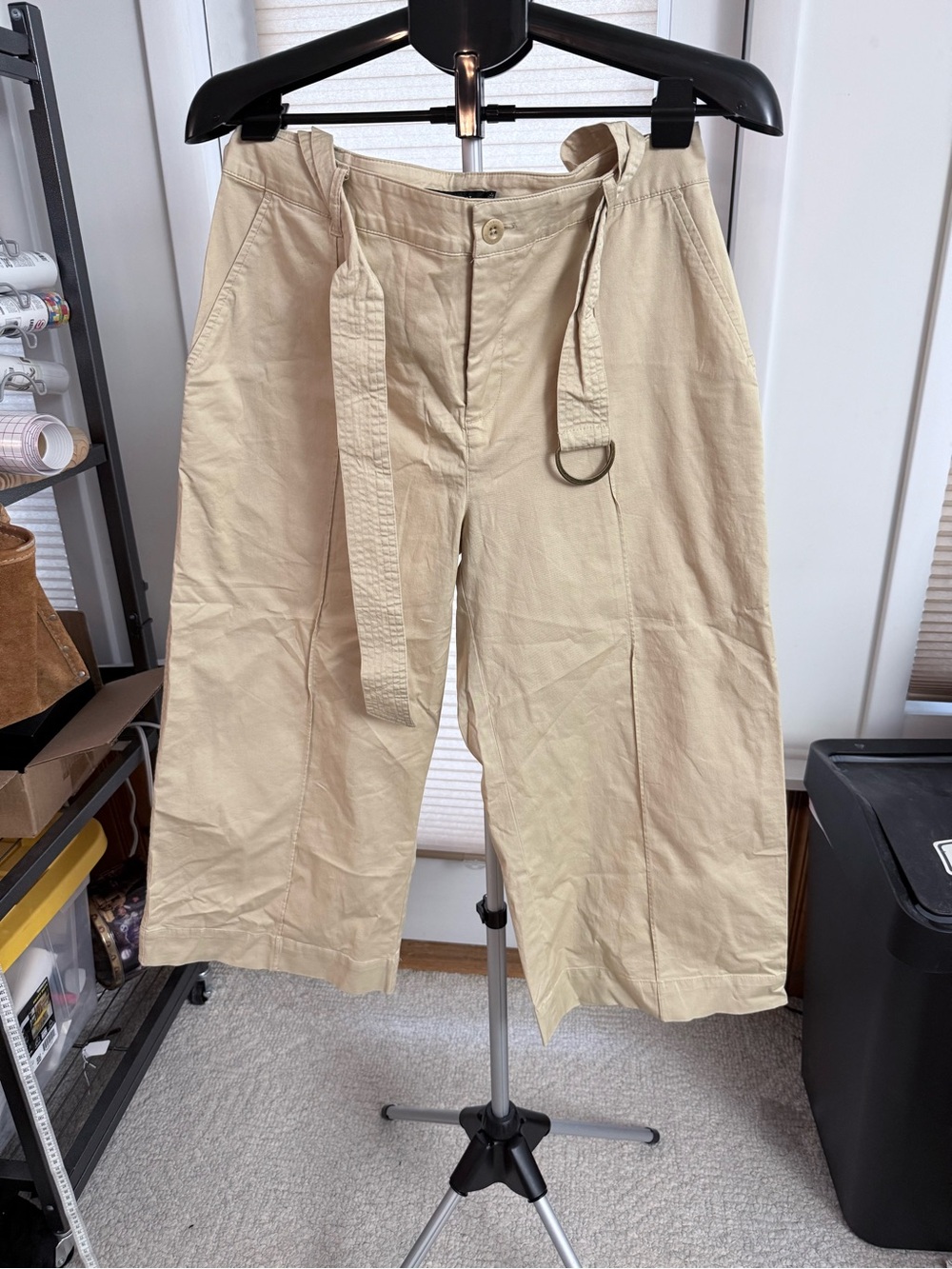 Lauren Ralph Lauren Twill Belted Wide-Leg Crop Pant khaki 10P casual NWT